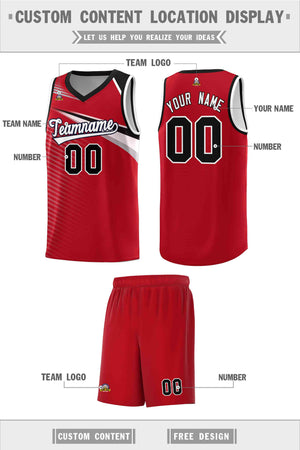 Custom Red White-Black Chest Color Block Sports Uniform Basketball Jersey