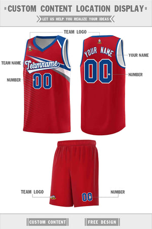 Custom Red White Chest Color Block Sports Uniform Basketball Jersey