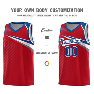 Custom Red White Chest Color Block Sports Uniform Basketball Jersey