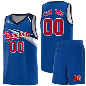 Custom Royal White Chest Color Block Sports Uniform Basketball Jersey