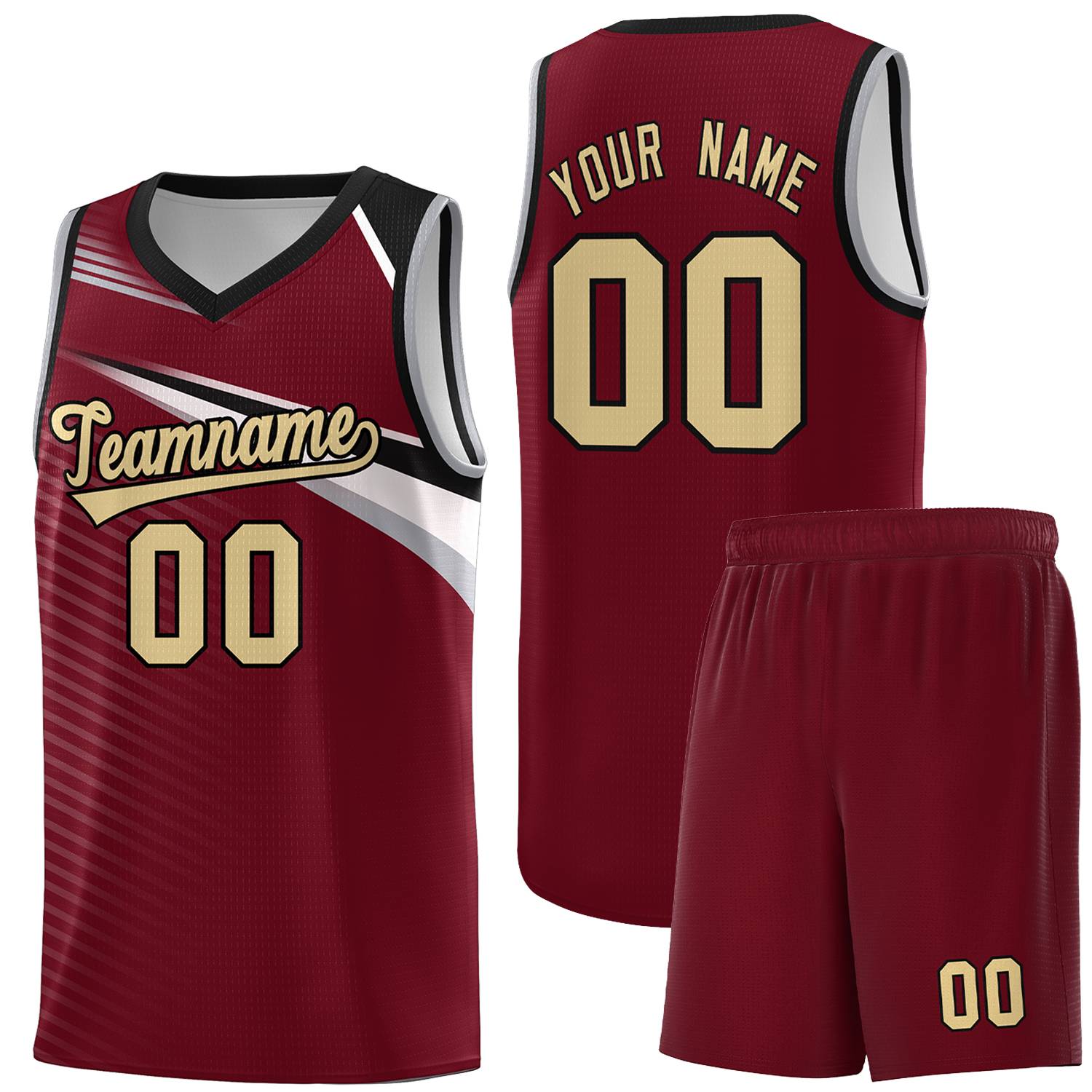 Custom Crimson Khaki-Black Chest Color Block Sports Uniform Basketball Jersey