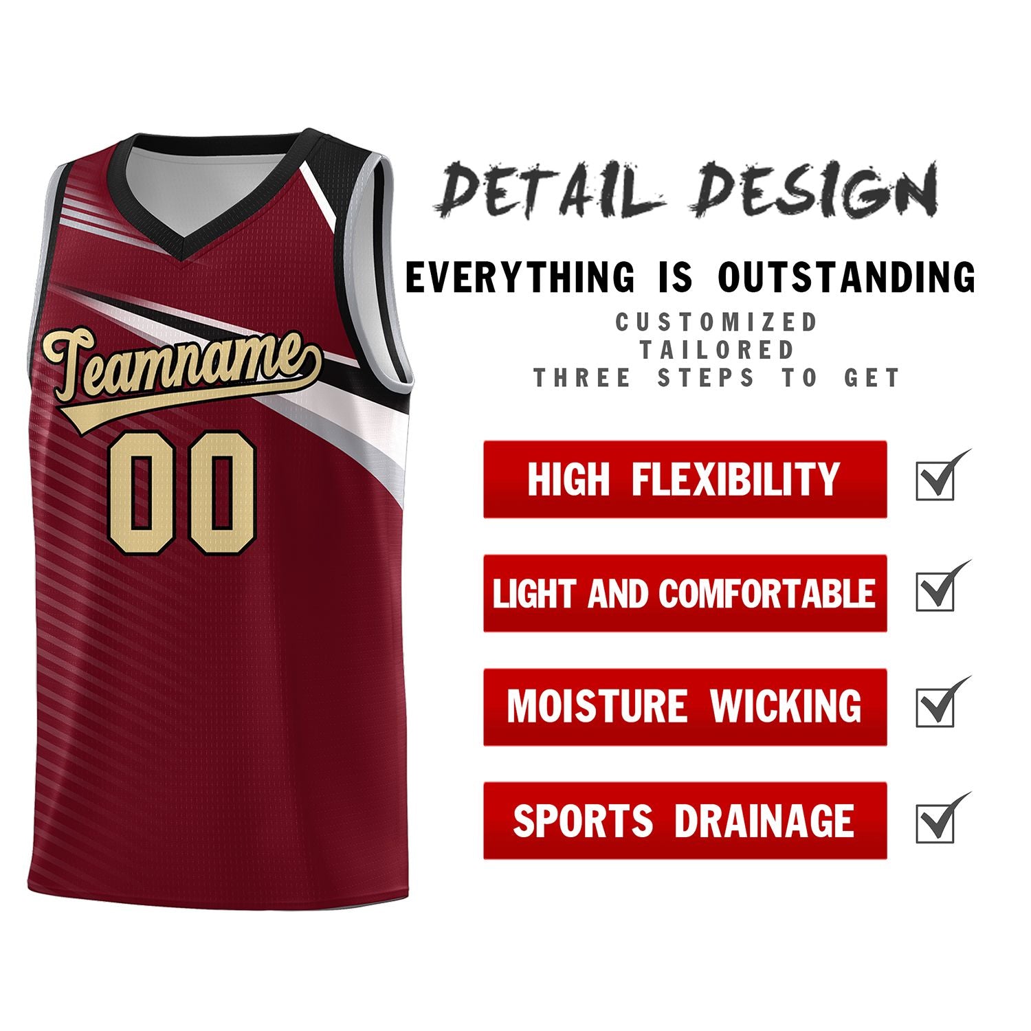 Custom Crimson Khaki-Black Chest Color Block Sports Uniform Basketball Jersey