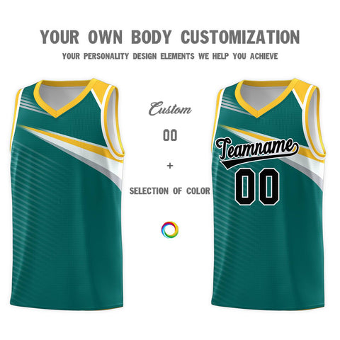 Custom Aqua Navy Chest Color Block Sports Uniform Basketball Jersey