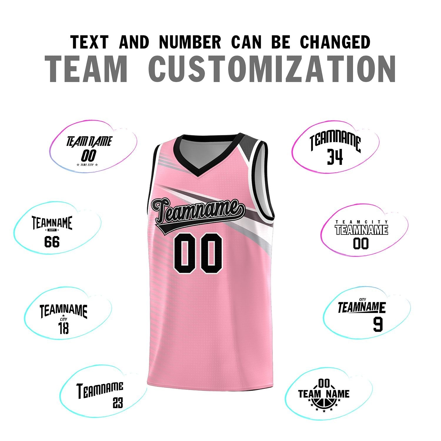 Custom Pink Black-White Chest Color Block Sports Uniform Basketball Jersey