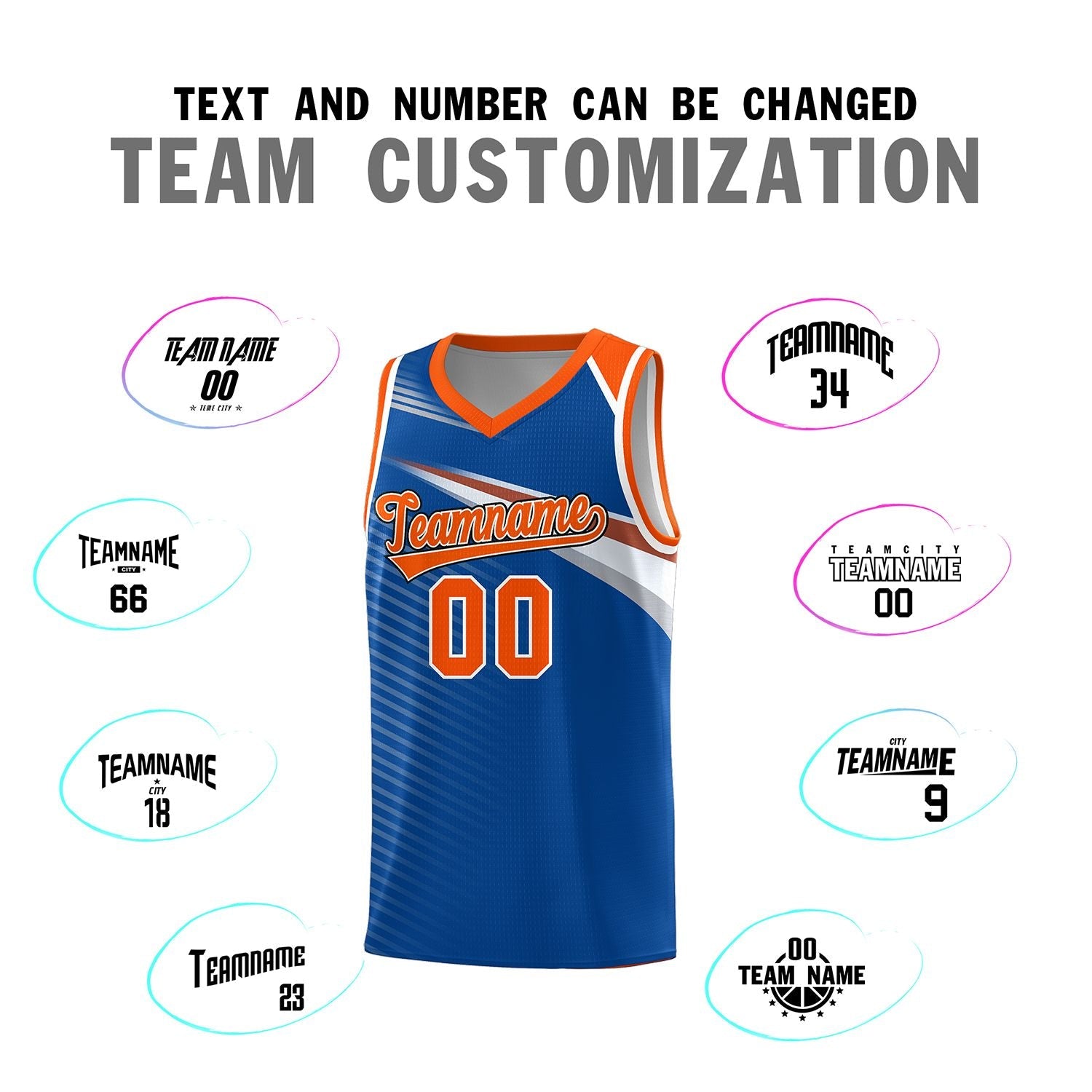 Custom Royal Orange-White Chest Color Block Sports Uniform Basketball Jersey