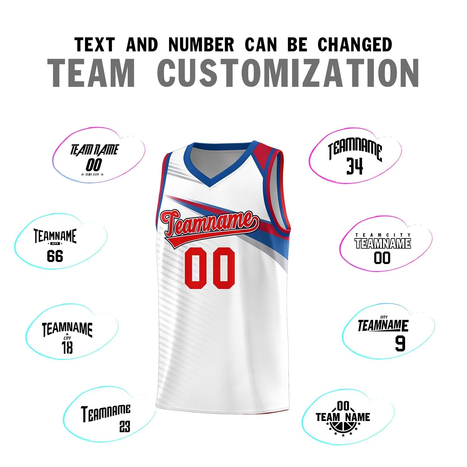 Custom White Red Chest Color Block Sports Uniform Basketball Jersey