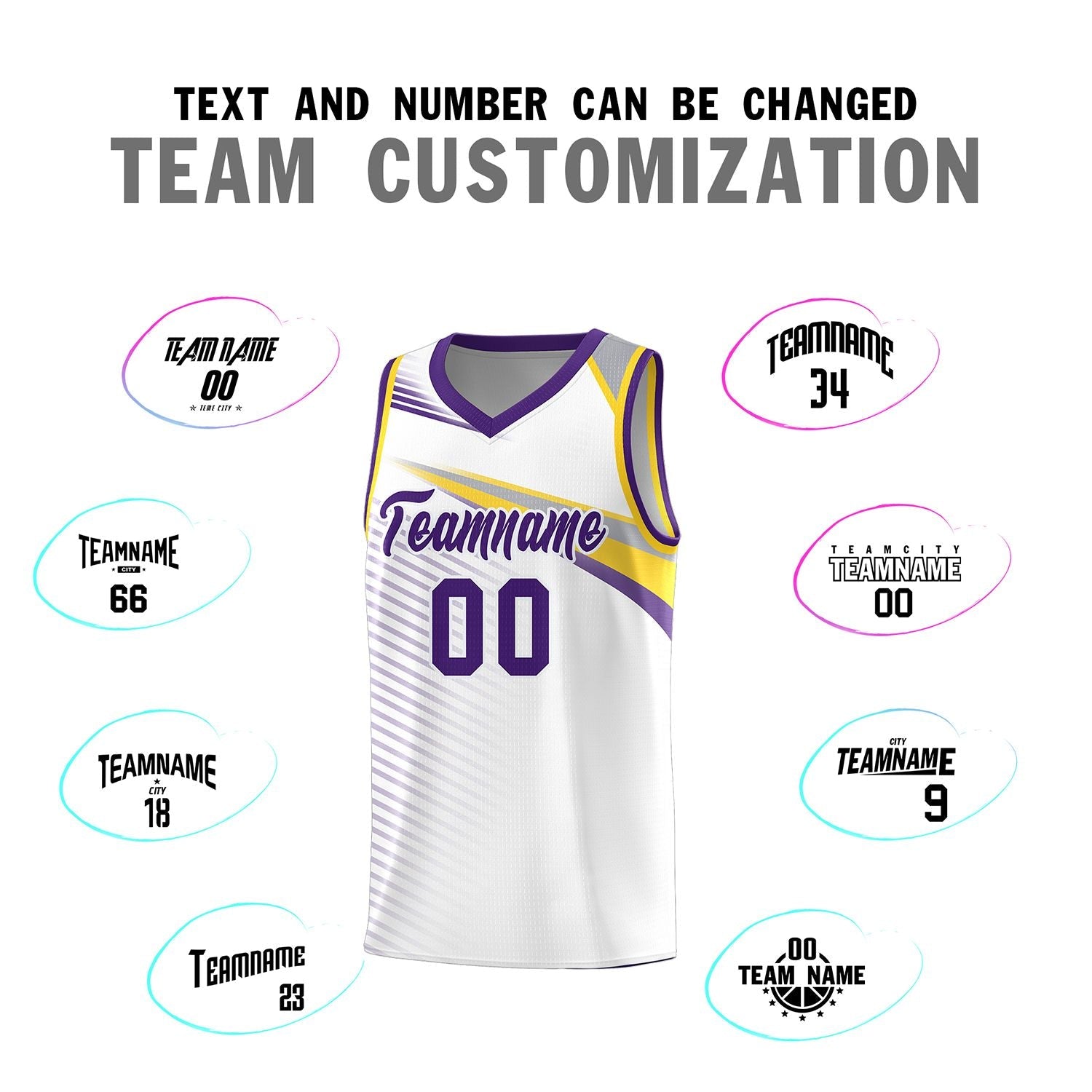 Custom White Purple Chest Color Block Sports Uniform Basketball Jersey