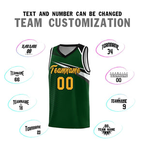 Custom Green Yellow-Black Chest Color Block Sports Uniform Basketball Jersey