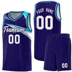 Custom Navy White Chest Color Block Sports Uniform Basketball Jersey