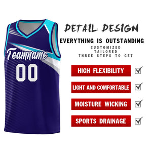 Custom Navy White Chest Color Block Sports Uniform Basketball Jersey