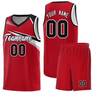 Custom Red White-Black Chest Color Block Sports Uniform Basketball Jersey