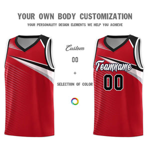 Custom Red White-Black Chest Color Block Sports Uniform Basketball Jersey