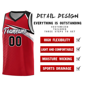 Custom Red White-Black Chest Color Block Sports Uniform Basketball Jersey