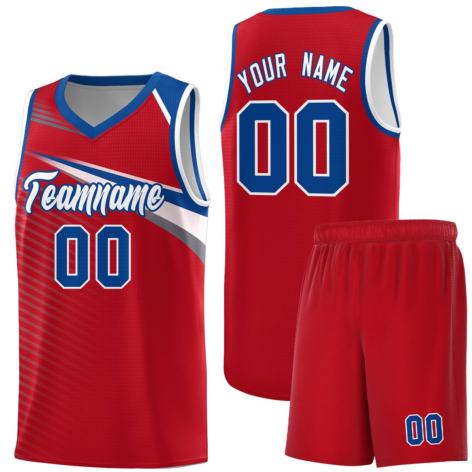 Custom Red White Chest Color Block Sports Uniform Basketball Jersey