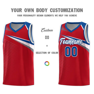 Custom Red White Chest Color Block Sports Uniform Basketball Jersey