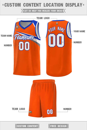 Custom Orange White Chest Color Block Sports Uniform Basketball Jersey