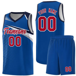 Custom Royal White Chest Color Block Sports Uniform Basketball Jersey