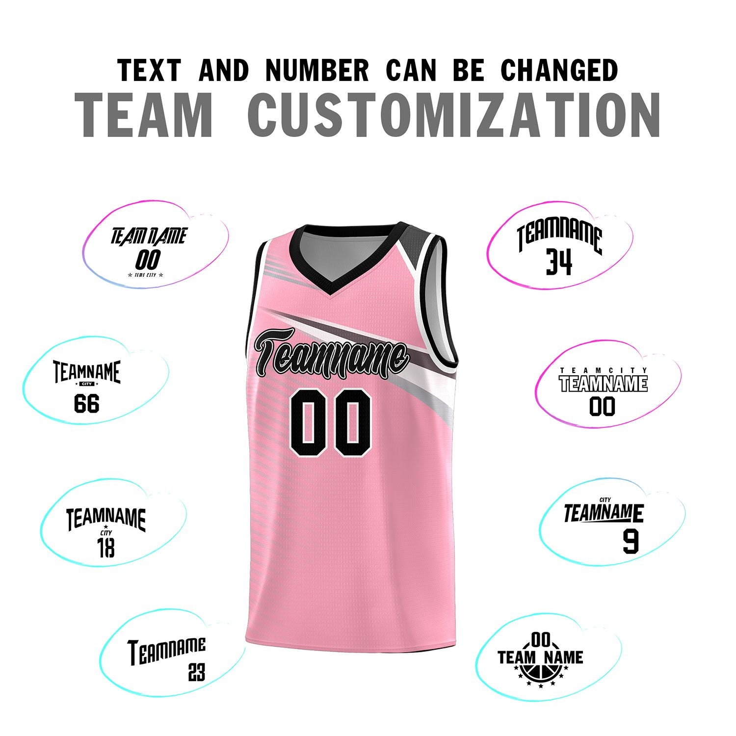 Custom Pink Black-White Chest Color Block Sports Uniform Basketball Jersey