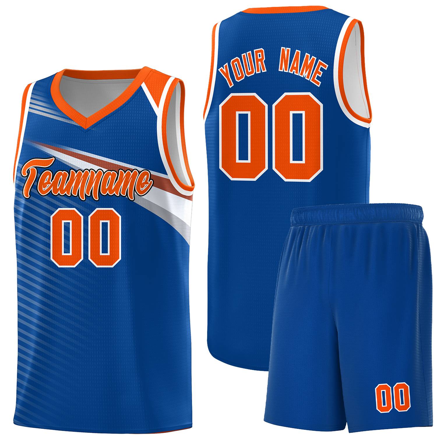 Custom Royal Orange-White Chest Color Block Sports Uniform Basketball Jersey