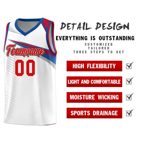 Custom White Red Chest Color Block Sports Uniform Basketball Jersey