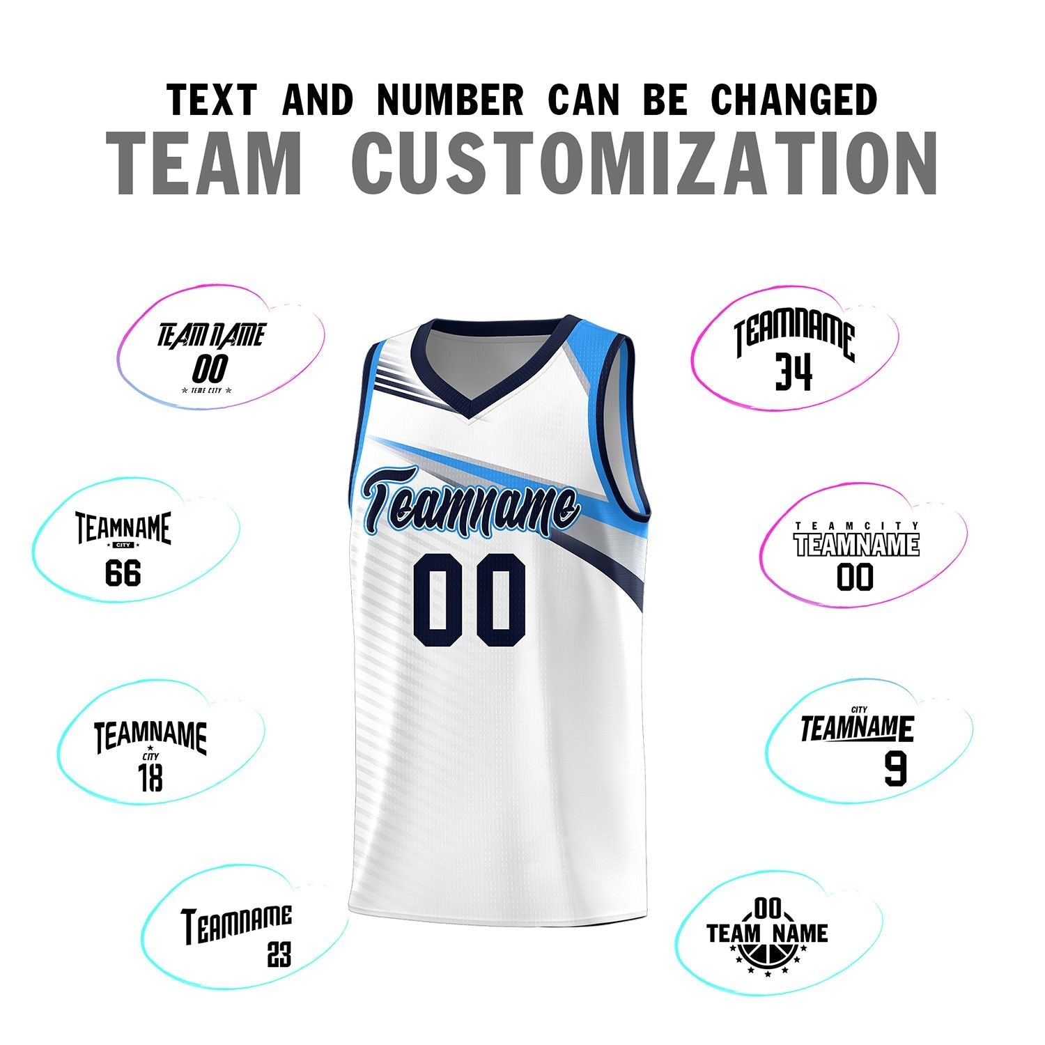 Custom White Navy Chest Color Block Sports Uniform Basketball Jersey