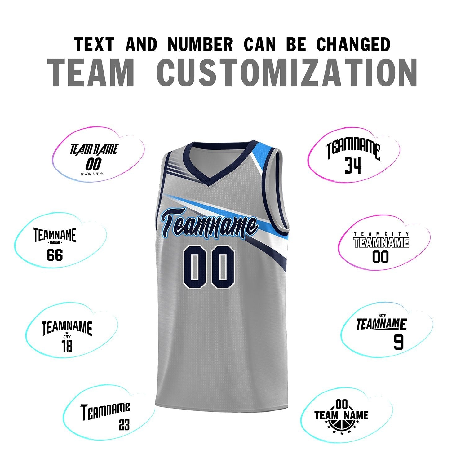 Custom Gray Navy-White Chest Color Block Sports Uniform Basketball Jersey