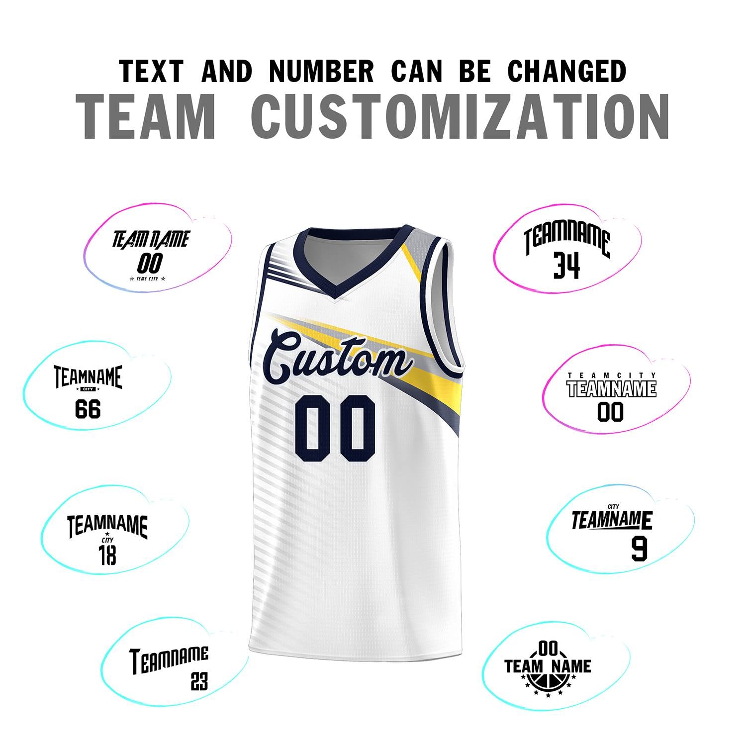 Custom White Navy Chest Color Block Sports Uniform Basketball Jersey