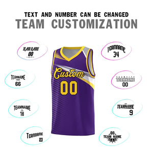 Custom Purple Gold-Black Chest Color Block Sports Uniform Basketball Jersey