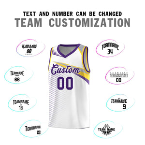 Custom White Purple Chest Color Block Sports Uniform Basketball Jersey