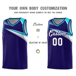 Custom Navy White Chest Color Block Sports Uniform Basketball Jersey