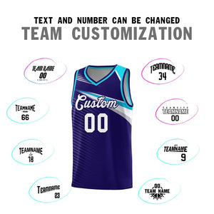 Custom Navy White Chest Color Block Sports Uniform Basketball Jersey