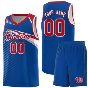 Custom Royal White Chest Color Block Sports Uniform Basketball Jersey