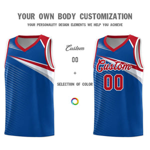 Custom Royal White Chest Color Block Sports Uniform Basketball Jersey