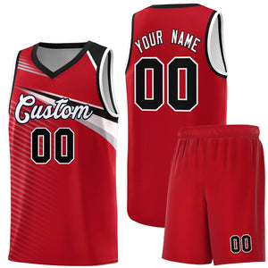 Custom Red White-Black Chest Color Block Sports Uniform Basketball Jersey