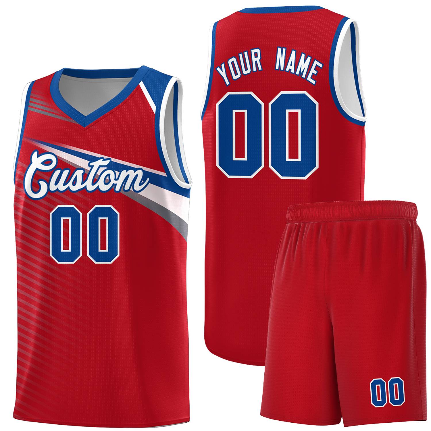 Custom Red White Chest Color Block Sports Uniform Basketball Jersey