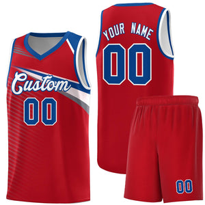 Custom Red White Chest Color Block Sports Uniform Basketball Jersey