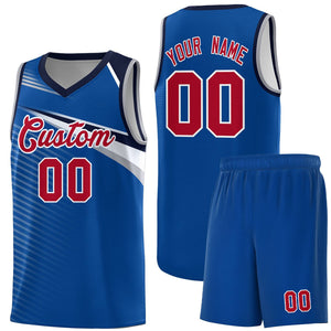 Custom Royal White Chest Color Block Sports Uniform Basketball Jersey