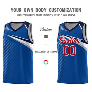 Custom Royal White Chest Color Block Sports Uniform Basketball Jersey