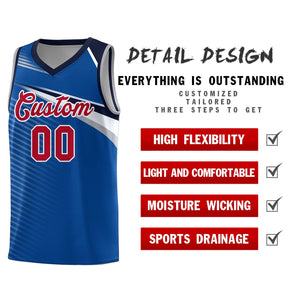 Custom Royal White Chest Color Block Sports Uniform Basketball Jersey