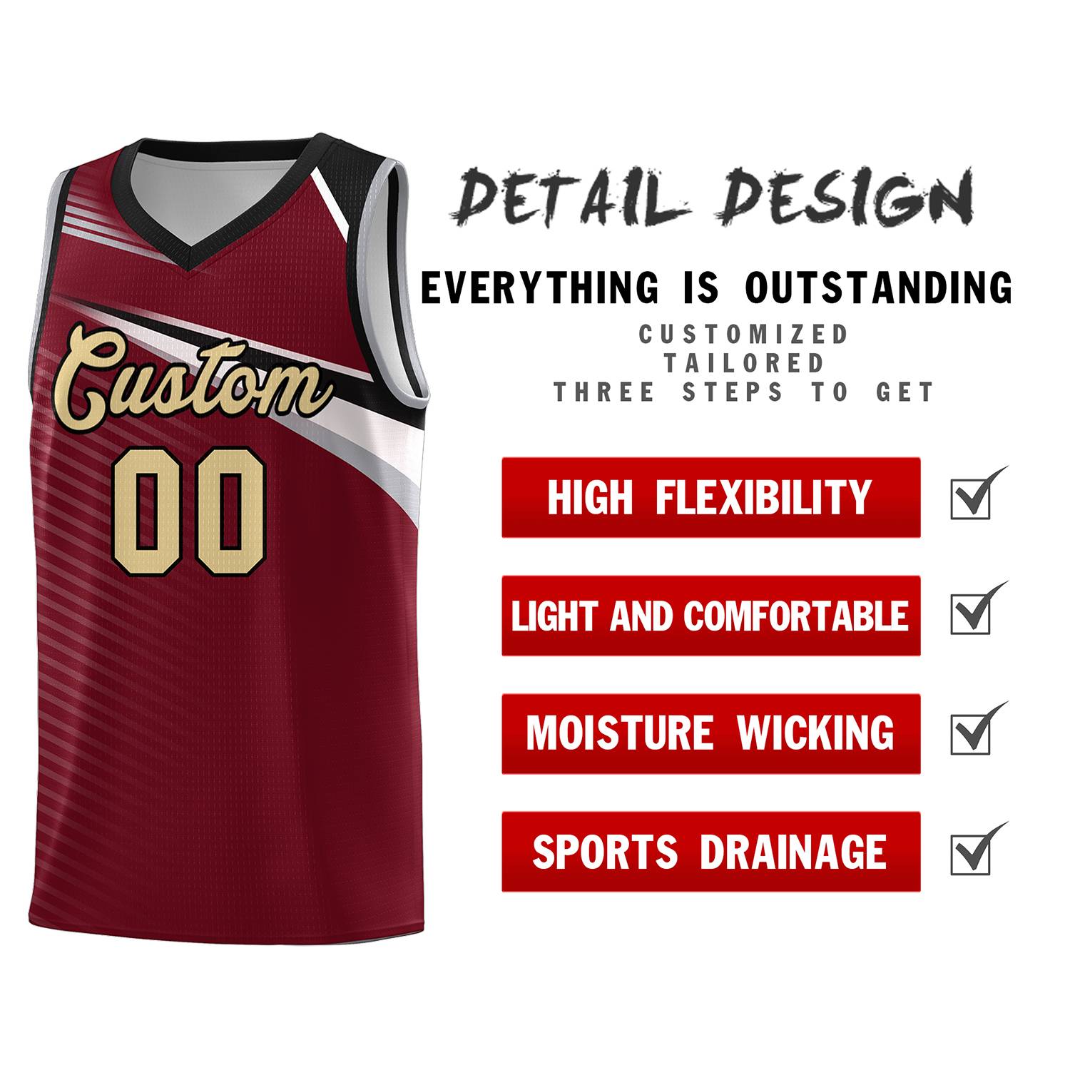 Custom Crimson Khaki-Black Chest Color Block Sports Uniform Basketball Jersey