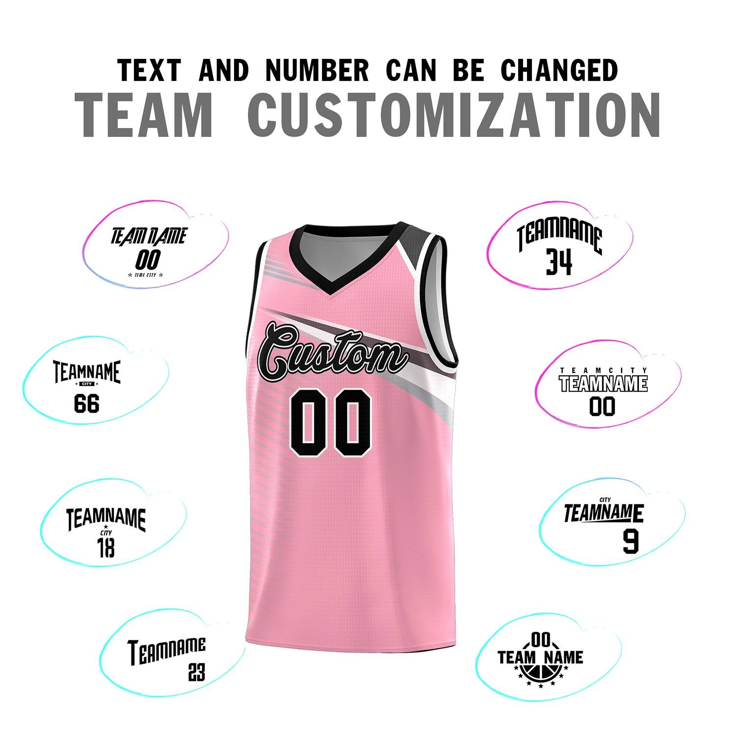 Custom Pink Black-White Chest Color Block Sports Uniform Basketball Jersey