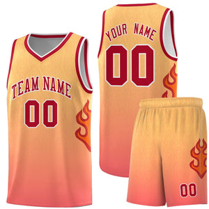 Custom Yellow Orange-Red Flame Gradient Fashion Sports Uniform Basketball Jersey