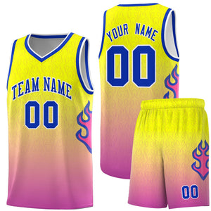 Custom Orange Pink-Royal  Flame Gradient Fashion Sports Uniform Basketball Jersey