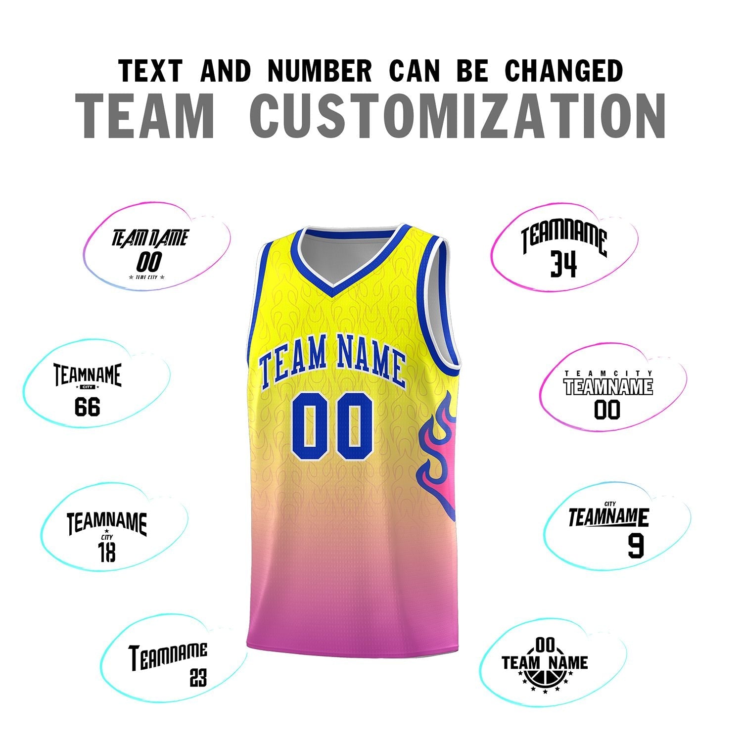 Custom Orange Pink-Royal  Flame Gradient Fashion Sports Uniform Basketball Jersey