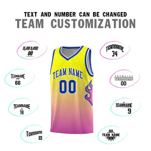 Custom Orange Pink-Royal  Flame Gradient Fashion Sports Uniform Basketball Jersey