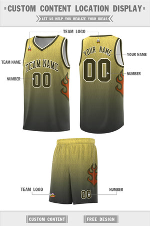 Custom Yellow Olive-Cream Flame Gradient Fashion Sports Uniform Basketball Jersey