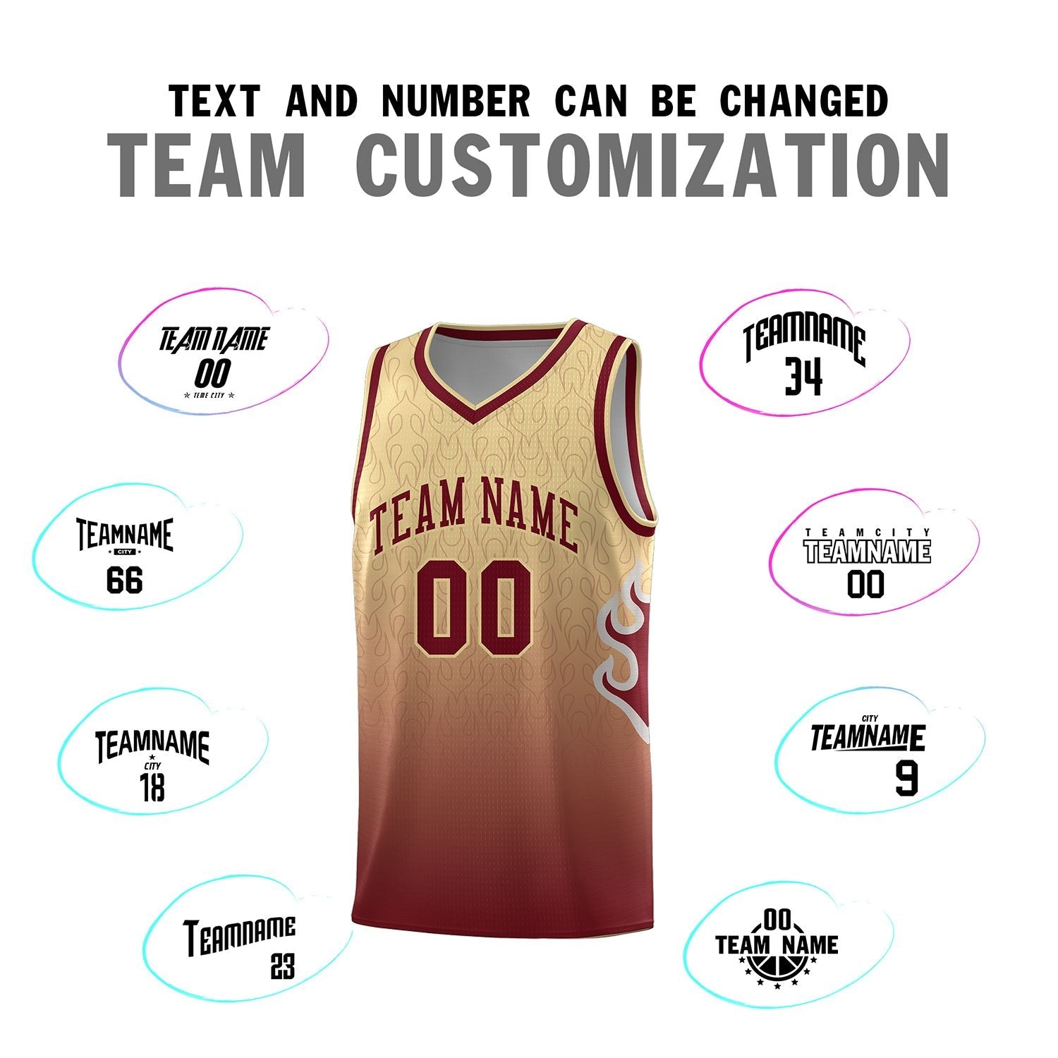 Custom Khaki Crimson-Khaki Flame Gradient Fashion Sports Uniform Basketball Jersey