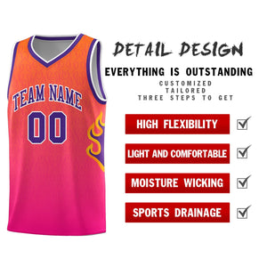 Custom Orange Pink-Purple Flame Gradient Fashion Sports Uniform Basketball Jersey