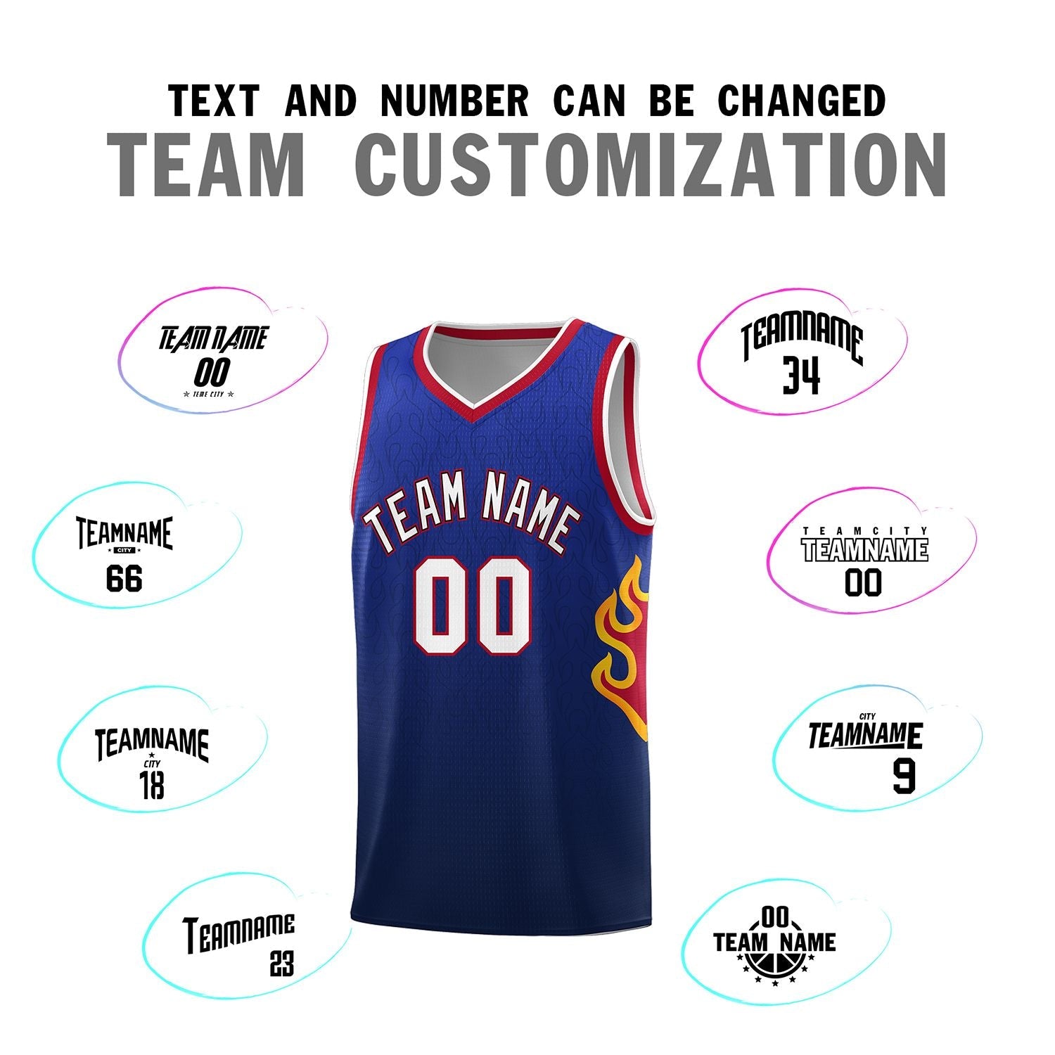 Custom Royal Navy-White Flame Gradient Fashion Sports Uniform Basketball Jersey