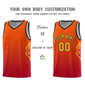 Custom Orange Red-Gold Flame Gradient Fashion Sports Uniform Basketball Jersey